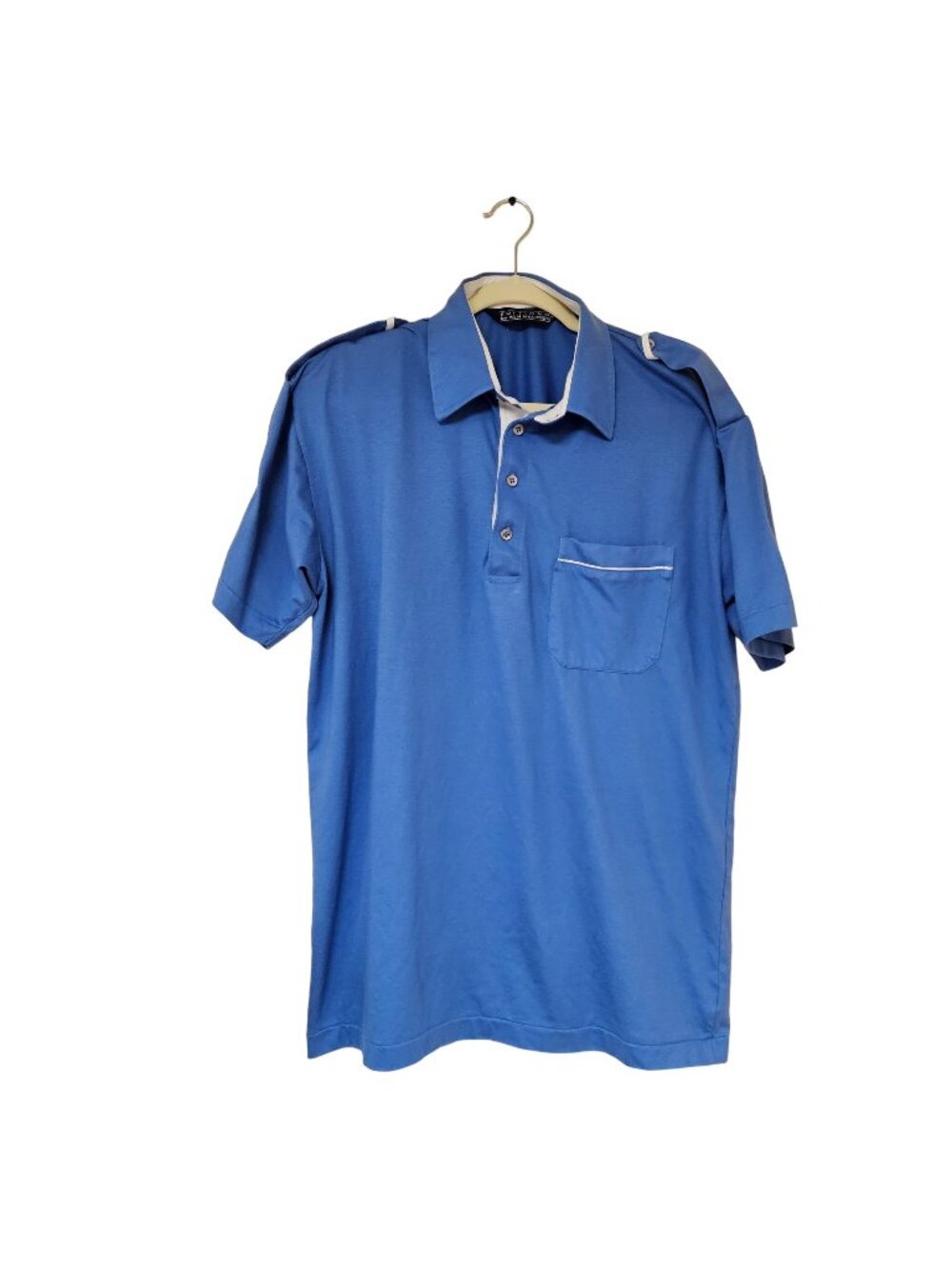 Editions Van Heusen Mens Polo Shirt Blue Size L Cotton Polyester Shoulder Button
